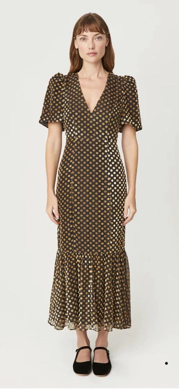 RHODE Anton Short-Sleeve V-Neck Tiered Midi Dress - 4